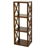 Image de MACABANE EDEN - Étagère marron 3 cases 40 cm croisillons bois Mindi