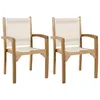 Image de Lot de 2 fauteuils de jardin en teck et textilène - Ivoire JARDITECK