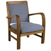 Image de Fauteuil bois teck tissu bleu scandi - MACABANE ERIS - 61x63x81 cm - Structure en teck massif - Coton