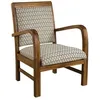 Image de Fauteuil hexago bois teck tissu vert scandi - MACABANE - ERIS - Beige - Intérieur - 1 place