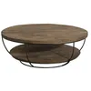 Image de MACABANE ALIDA - Table basse coque ronde 100x100cm double plateau teck recyclé métal noir