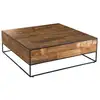 Image de Sixtine - table basse bois carrée 100x100cm teck recyclé et métal