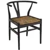 Image de Sixtine - chaise bois de teck recyclé dossier arrondi et rotin noire