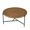 Image de Sixtine - table basse ronde diam 78 plateau en bois de teck recyclé