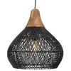 Image de MACABANE SIXTINE - Suspension cloche 40x40cm en bois teck et rotin noire