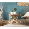 Image de Laly - Table D'appoint Nature - Plateau Carré 55x55cm Teck Pieds Bois Flotté