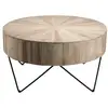 Image de Clara - table basse ronde 90x90cm bois teck naturel pieds métal noir