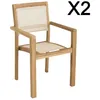 Image de MACABANE FUN - Lot de 2 fauteuils empilables bois teck et textilène beige
