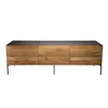 Image de MACABANE MAXENCE - Meuble TV 2 portes 1 tiroir bois Teck recyclé et pieds gris