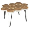 Image de MACABANE SAM - Table basse plateau rondelles bois teck pieds épingles