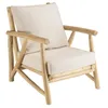 Image de MACABANE WILL - Fauteuil en branches de bois de teck naturel coussins blancs