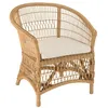 Image de MACABANE KALLY - Fauteuil en rotin naturel avec coussin dassise blanc