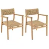 Image de MACABANE VALERIA - Lot de 2 fauteuils jardin en bois teck rotin motif losange