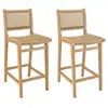 Image de Valeria - lot de 2 tabourets bar de jardin teck rotin synthétique beige