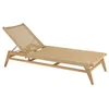 Image de MACABANE VALERIA - Bain de soleil en bois de teck naturel et rotin beige