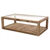 Image de MACABANE ANDRIAN - Table basse marron 1 plateau verre 1 plateau bois Pin recyclé