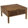 Image de MACABANE ALIX - Table basse carrée 70x70cm en bois manguier 2 tiroirs ajourés