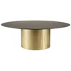 Image de MACABANE JAMES - Table basse ronde 110x110cm plateau métal noir pied strié doré