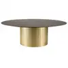Image de James - table basse ronde 110x110cm plateau métal noir pied strié doré