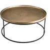 Image de MACABANE JONAS - Table basse ronde 88x88cm aluminium doré pieds ronds métal noir