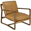 Image de MACABANE GASTON - Fauteuil incliné vintage structure bois cuir marron