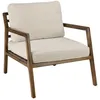 Image de MACABANE GASTON - Fauteuil en tissu bouclette accoudoirs en bois blanc