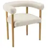 Image de Gaston - chaise tissu bouclette, dossier arrondi pieds bois blanc