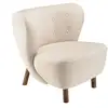 Image de Gaston - fauteuil en tissu bouclette blanc dossier capitonné arrondi