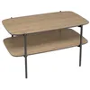 Image de MACABANE JULIA - Table basse rect. pieds métal noir double plateau bois marron
