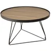 Image de MACABANE JULIA - Table basse ronde 70x70cm bois marron et pieds épingles noir
