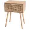 Image de Rodrigo - table de chevet en bois couleur naturelle 1 tiroir cannage