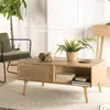 Image de Table basse 2 tiroirs en rotin et bois naturel - MAGUY