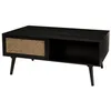 Image de Table basse noire bois 2 tiroirs cannage 1 niche - MACABANE - EMILIO - Scandinave - Moderne