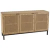 Image de MACABANE MARCEAU - Buffet en bois 3 portes cannage naturel pieds métal noir
