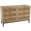 Image de MACABANE MARCEAU - Commode en bois 6 tiroirs cannage naturel pieds métal noir