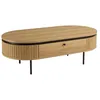 Image de MACABANE ETHAN - Table basse arrondie bois couleur naturelle 2 tiroirs