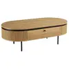 Image de Ethan - table basse arrondie bois couleur naturelle 2 tiroirs