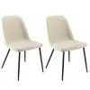 Image de Tom - lot de 2 chaises tissu écru dossier droit pieds acier noir