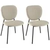Image de MACABANE TOM - Lot de 2 chaises tissu écru pieds acier noir