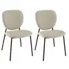 Image de Tom - lot de 2 chaises tissu écru pieds acier noir