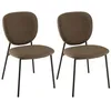 Image de MACABANE TOM - Lot de 2 chaises tissu marron pieds acier noir