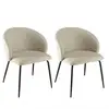 Image de Tom - lot de 2 chaises tissu écru dossier arrondi pieds acier noir