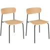 Image de MACABANE TOM - Lot de 2 chaises « écolier » en bois de frêne pieds acier noir