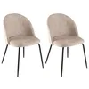 Image de MACABANE TOM - Lot de 2 chaises dossier arrondi tissu velours beige pied noir