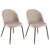 Image de Tom - lot de 2 chaises dossier arrondi tissu velours beige pied noir