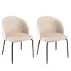 Image de Tom - lot de 2 chaises dossier enveloppant tissu velours beige