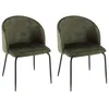 Image de MACABANE TOM - Lot de 2 chaises tissu velours vert sapin dossier enveloppant