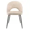 Image de Tom - lot de 2 chaises dossier ouvert tissu velours beige pied noir