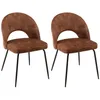 Image de MACABANE TOM - Lot de 2 chaises dossier ouvert tissu velours marron pieds noir
