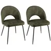 Image de MACABANE TOM - Lot de 2 chaises dossier ouvert tissu velours vert pieds noir